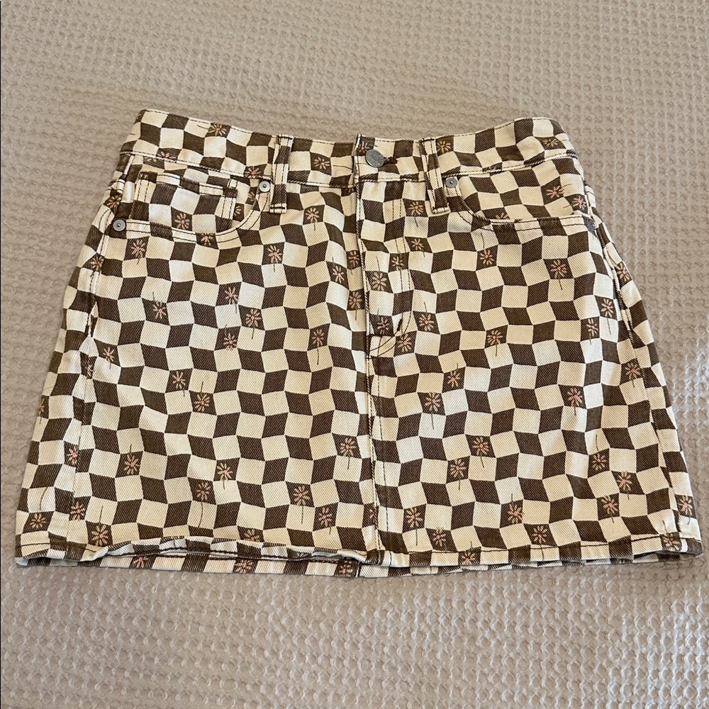Madewell Black and White Mini Checker Skirt